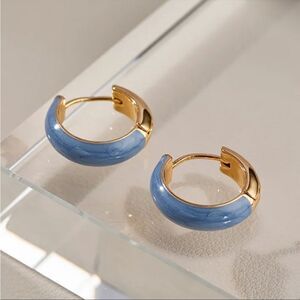 #23 Blue Enamel Hoop Earrings